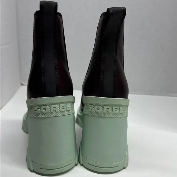 Sorel Brex Chelsea Ankle Boots High Heeled Waterproof Booties Red Mint Size 6 - Picture 3 of 8
